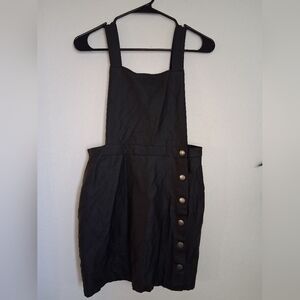 Wild Fable Black Faux Leather Pinafore Overall Dress